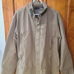 TRANSIT UOMO 213 Tan Khaki Full Zip Hooded Jacket Made in Italy Size Men's M